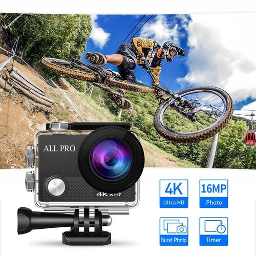 4K UHD Actionkamera med WiFi, Fjernkontroll og Vanntett Hus